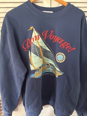 Bon Voyage! Navy Graphic Crewneck Sweatshirt